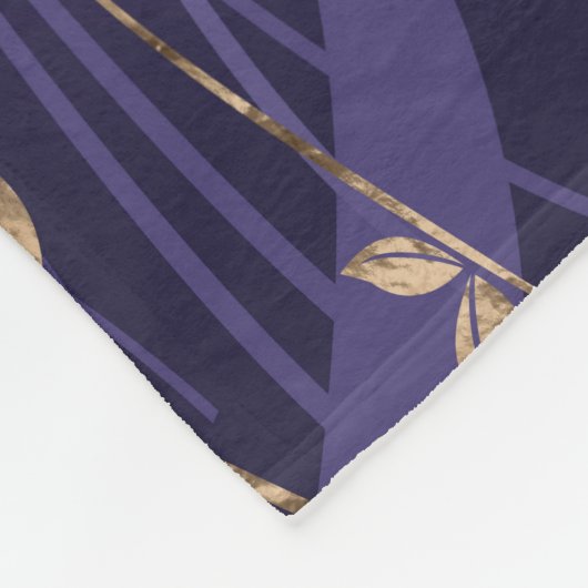 OM-Symbol-goldene Lotos-Blumen auf Lila Fleecedecke (Ecke)