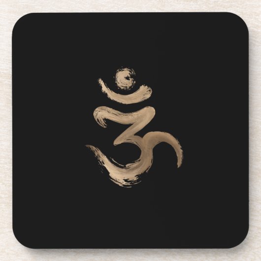 OM-Symbol - Goldener Pinselstrich Getränkeuntersetzer (Vorderseite)