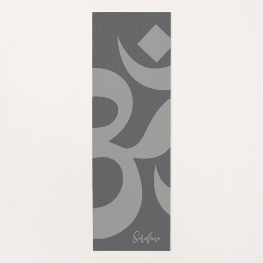 Om Symbol Grauer Personalisierter Name Reversible Yogamatte (Vorderseite)