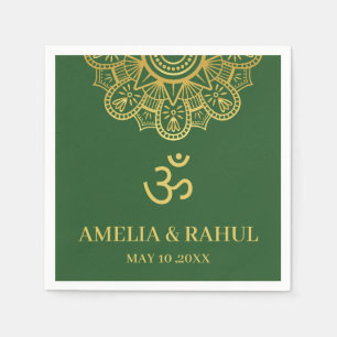 Om Symbol Grün Gold Mandala Indische Hochzeit Serviette