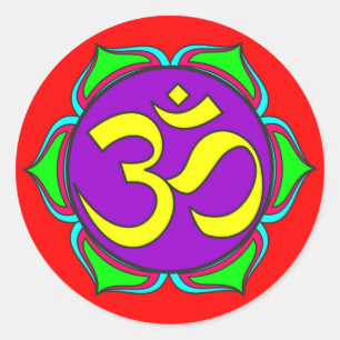 om Symbol heilige Buddhismus Religion Zen Yoga Blu Runder Aufkleber