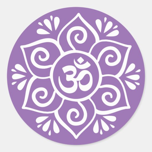 Om-Symbol in Lotus petal mandala Runder Aufkleber (Vorderseite)