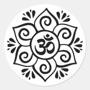 Om-Symbol in Lotus petal mandala Runder Aufkleber