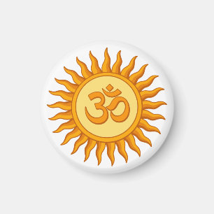 Om Symbol in Radiant Sun Spirituelle Hindudesign Magnet
