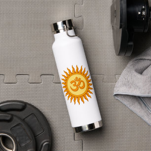 Om Symbol in Radiant Sun Spirituelle Hindudesign Trinkflasche