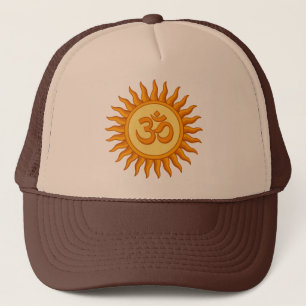 Om Symbol in Radiant Sun Spirituelle Hindudesign Truckerkappe