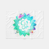 *~* Om Symbol Lotus Blume Mandala Weiße Neuzeit Fleecedecke (Vorderseite (Horizontal))