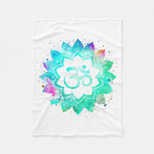 *~* Om Symbol Lotus Blume Mandala Weiße Neuzeit Fleecedecke