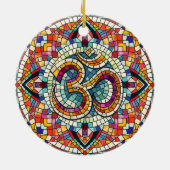 OM Symbol Lotus Mandala Mosaic Keramik Ornament (Hinten)