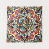 OM Symbol Lotus Mandala Mosaic Wandteppich (Vorderseite (Horizontal))