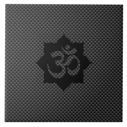 OM Symbol Lotus Spiritualität Carbon Fibre Decor Fliese (Vorderseite)