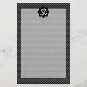 OM Symbol Lotus Spiritualität im Carbon Fibre Styl Briefpapier