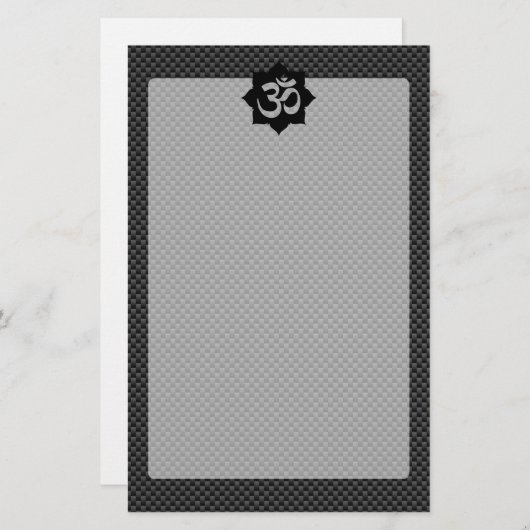 OM Symbol Lotus Spiritualität im Carbon Fibre Styl Briefpapier (Vorne/Hinten)