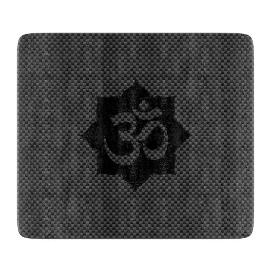 OM Symbol Lotus Spiritualität im Carbon Fibre Styl Schneidebrett (Vorderseite)