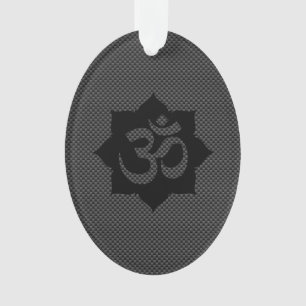 OM-Symbol Lotus Spiritualität im Carbonfaser-Stil Ornament