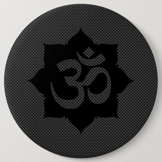 OM Symbol Lotus Spiritualität Yoga Carbon Style Button (Vorderseite)