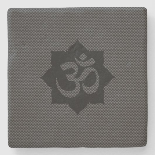 OM Symbol Lotus Spiritualität Yoga Carbon Style Steinuntersetzer (Vorderseite)