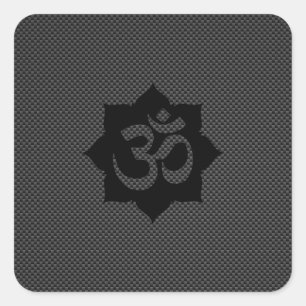 OM Symbol Lotus Spiritualität Yoga in Carbon Fibre Quadratischer Aufkleber