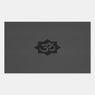 OM Symbol Lotus Spiritualität Yoga in Carbon Fibre Rechteckiger Aufkleber