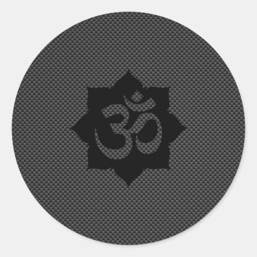 OM Symbol Lotus Spiritualität Yoga in Carbon Fibre Runder Aufkleber (Vorderseite)
