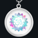 *~* OM Symbol Lotus Watercolor Mandala Om Versilberte Kette<br><div class="desc">* Energetisch verbessert - Ein OM Symbol Lotus Watercolor Mandala auf schwarzem Hintergrund.* RUND weißer Hintergrund und bunte Wasserfarbe. Silberplatt. Es kann Zen , Esoteric , New Age , Metaphysische und spirituelle Hilfe mit Meditation und Achtsamkeit sein. Hier für Sie ist ein beeindruckend schönes neues Zeitalter metaphysisch geneigt Auge zu...</div>