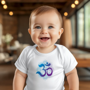 Om Symbol Mandala Blume White Baby Strampler