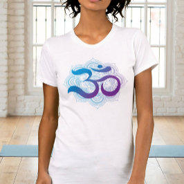 Om Symbol Mandala Blume White Yoga T-Shirt