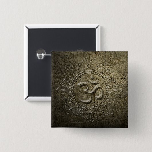 OM Symbol Mandala Bronze Metal Effekt 1 Button (Vorne & Hinten)