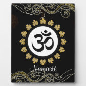 Om Symbol Mantra Meditation Schwarz und Gold Fotoplatte (Vorderseite)