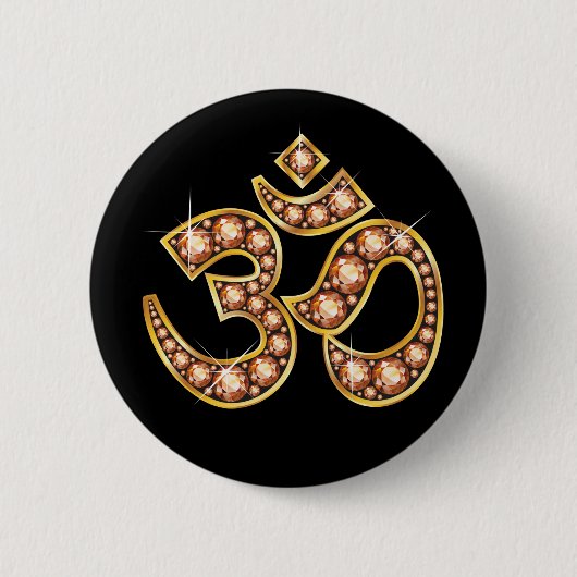Om-Symbol mit "Amber"- oder "Topaz"-Steinen Button (Vorderseite)