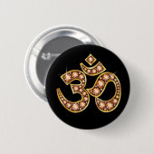 Om-Symbol mit "Amber"- oder "Topaz"-Steinen Button (Vorne & Hinten)