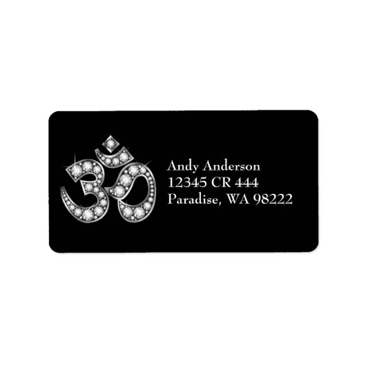 Om Symbol mit "Diamond" Stones Adressaufkleber (Vorne)