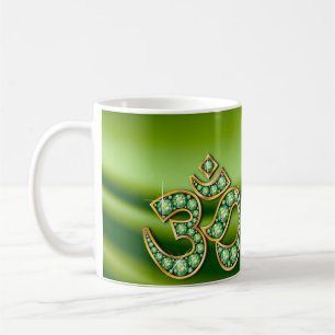 Om Symbol mit "Peridot" Stones Cup Kaffeetasse