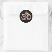 Om-Symbol mit "Rose Quartz"-Steinen Runder Aufkleber (Tasche)
