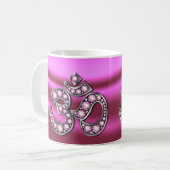 Om-Symbol mit "Rose Quartz" Stones Cup Kaffeetasse (Vorderseite Links)