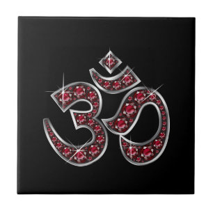 Om Symbol mit "Ruby Stones" Fliese