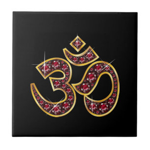 Om Symbol mit "Ruby Stones" Fliese