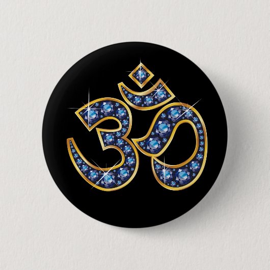 Om-Symbol mit "Sapphire"-Steinen Button (Vorderseite)