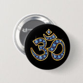 Om-Symbol mit "Sapphire"-Steinen Button (Vorne & Hinten)