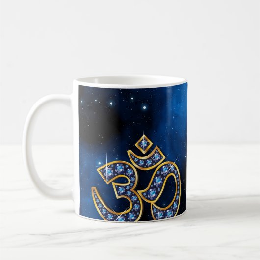Om-Symbol mit "Sapphire"-Steinen Kaffeetasse (Links)