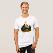"Om" Symbol Mountain Camping Scene Tri-Blend Shirt (Vorderseite voll)