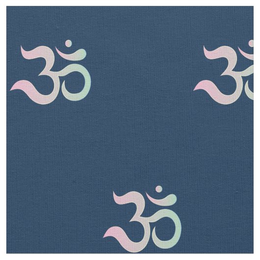 Om Symbol Muster Sanskrit pastellfarben grün blau Stoff (Nahaufnahme)