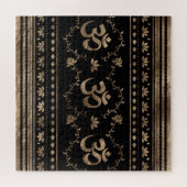 OM-Symbol-Ornament - Schwarz und Gold Puzzle (Horizontal)