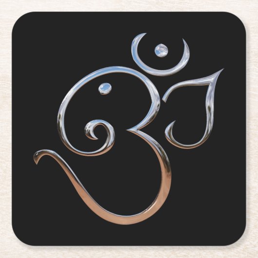 OM-Symbol Rechteckiger Pappuntersetzer (Vorderseite)