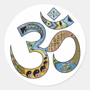 OM Symbol Rundkleber, glänzend Runder Aufkleber