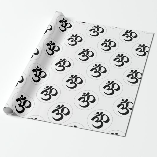 Om-Symbol (Schwarzes mit silbernem Ring) Geschenkpapier (Ungerollt)