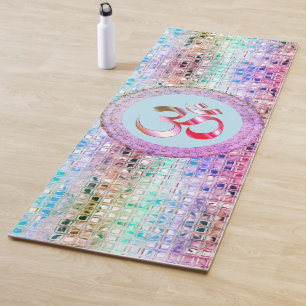 OM Symbol Shimmery Rainbow Tiles Yoga Mat Yogamatte