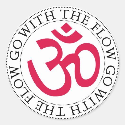 Om Symbol & Slogan Runder Aufkleber (Vorderseite)