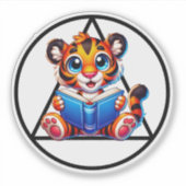 OM Symbol Tiger Cub Lesen Big Book Erholung Aufkleber (Vorderseite)