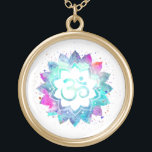 *~* OM Symbol Wasserfarbe Mandala Om Lotus Vergoldete Kette<br><div class="desc">* Energetisch verbessert - Ein OM Symbol Lotus Watercolor Mandala auf schwarzem Hintergrund.* RUND weißer Hintergrund und bunte Wasserfarbe. GOLD platziert. Es kann Zen , Esoteric , New Age , Metaphysische und spirituelle Hilfe mit Meditation und Achtsamkeit sein. Hier für Sie ist ein beeindruckend schönes neues Zeitalter metaphysisch geneigt Auge...</div>
